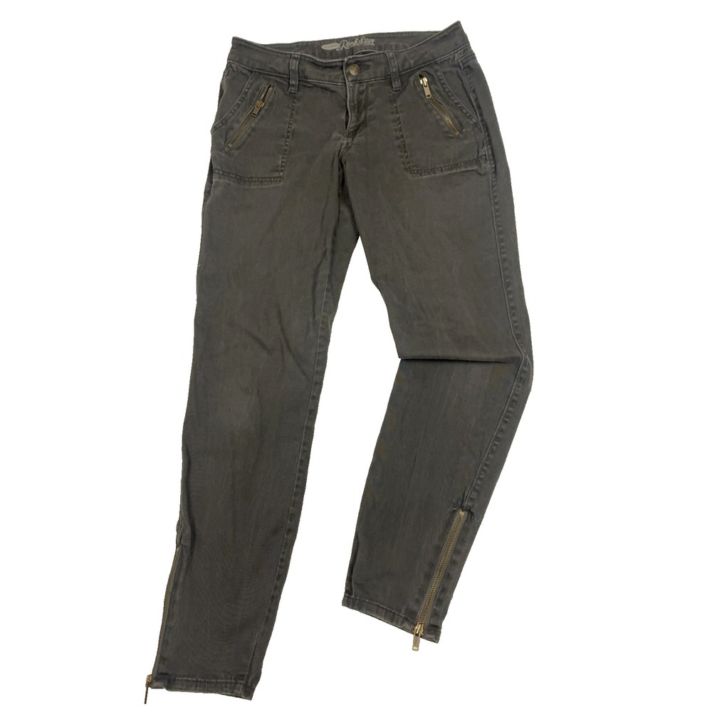 Old Navy The Rockstar Skinny Ankle Pants Gray Y2K Low Rise Ankle Zip Womens 4